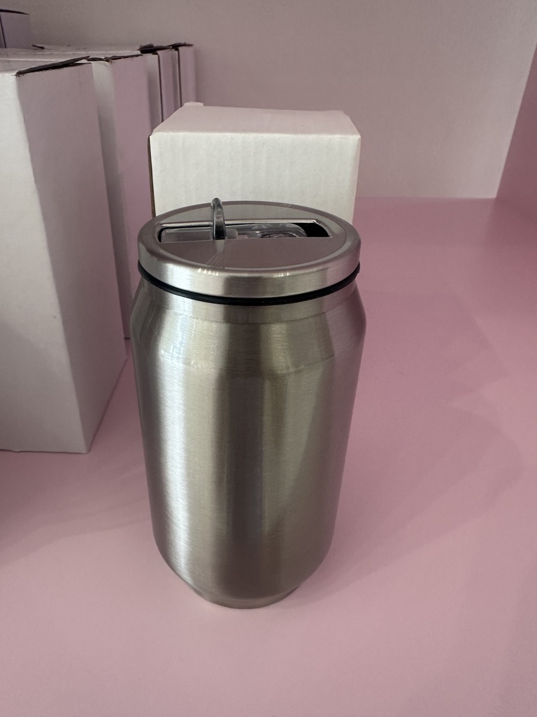 Lata de sublimación tipo botella de refresco plateada 350ml
