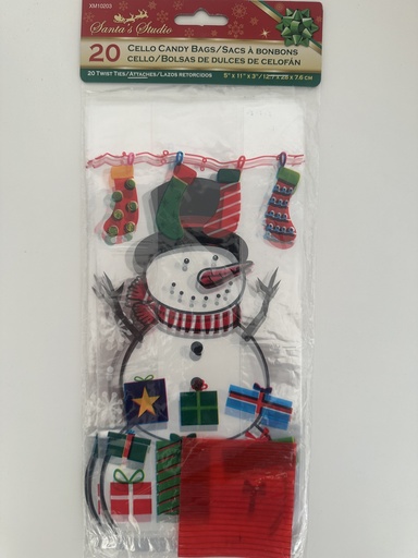 Bolsas de celofán set de 20ud (muñeco de nieve)