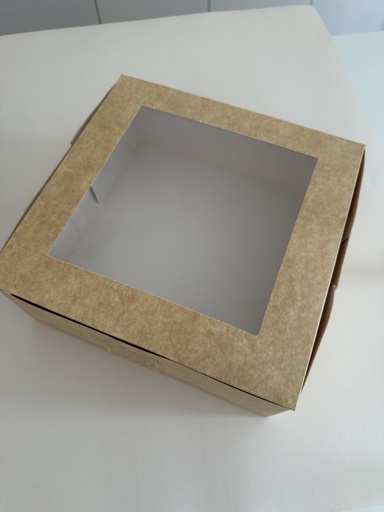 Caja kraft con ventana 10" x 10" x 4" (h)